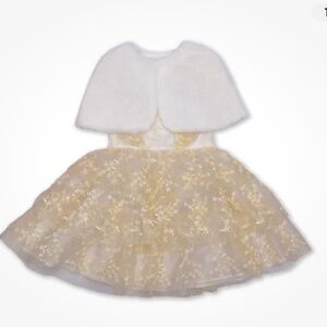 Wonder Nation Girls Gold Metallic Special Occasion Dress W/Shrug Size 14